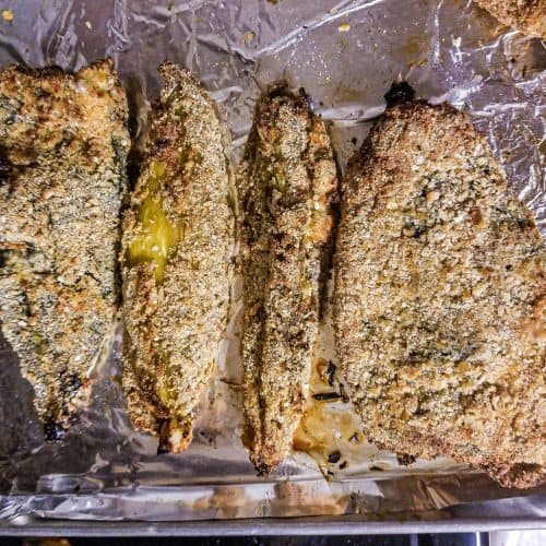 chile rellenos on a pan