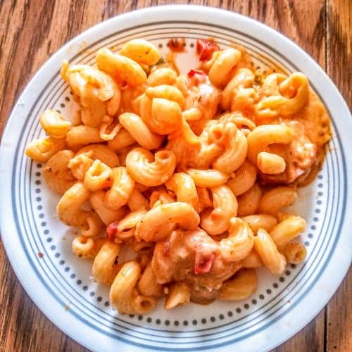 sausage tomato pasta on a plate