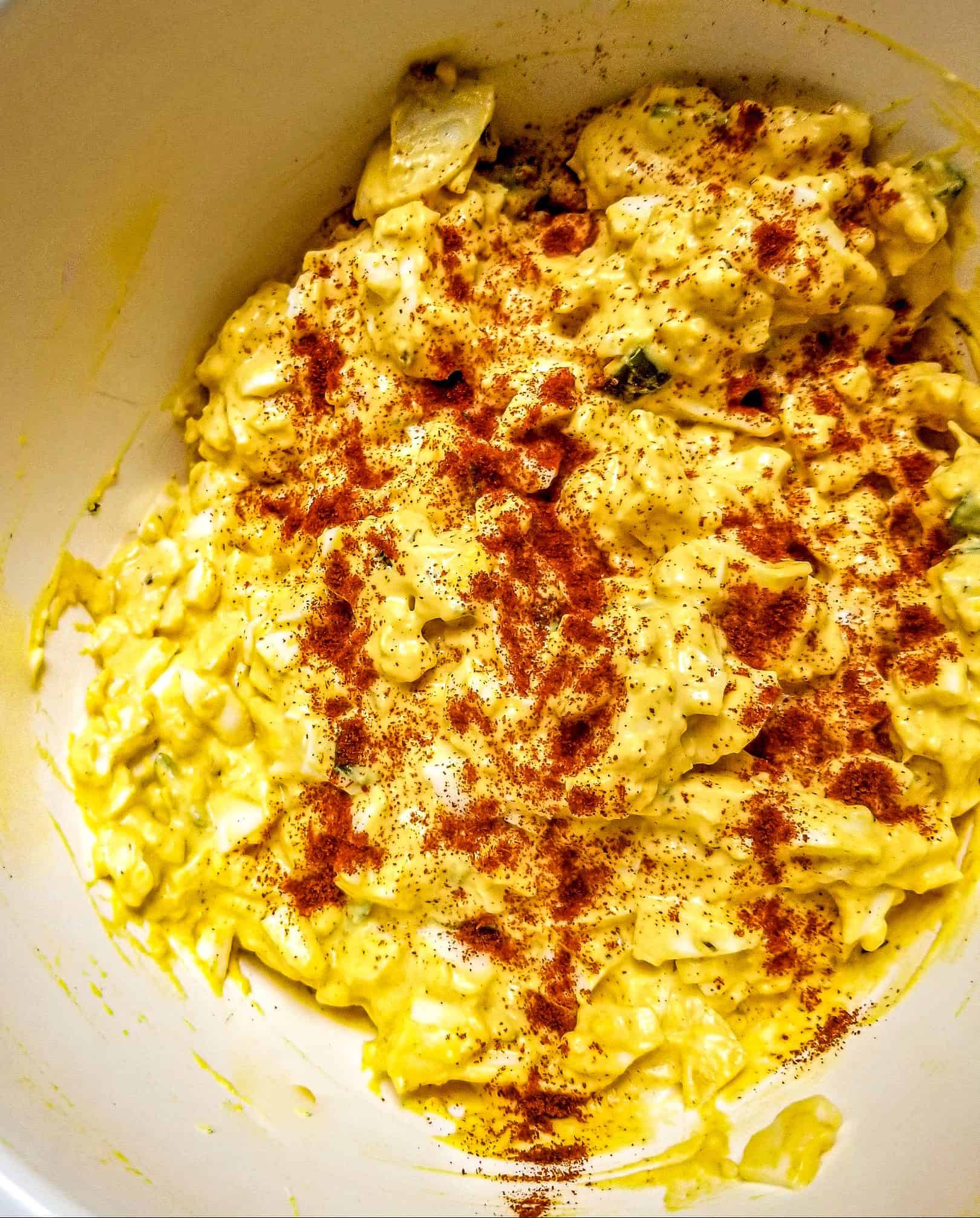 egg salad in large bowl.