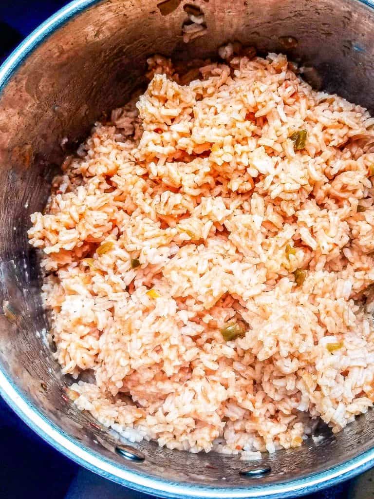 simple mexican rice in a pot