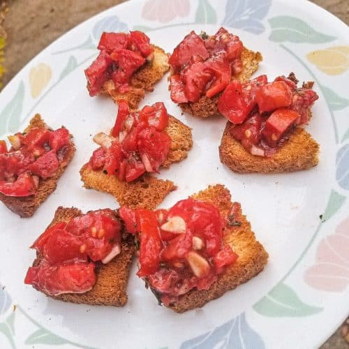 bruschetta with bread on a plate