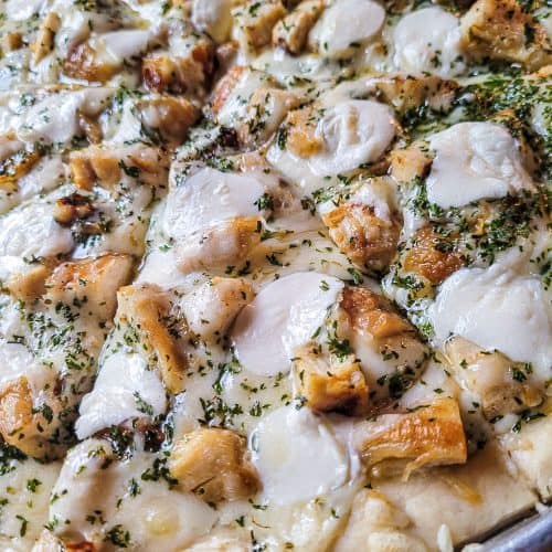 Garlic Chicken Pizza Recipe with White Sauce Cooking with Tyanne