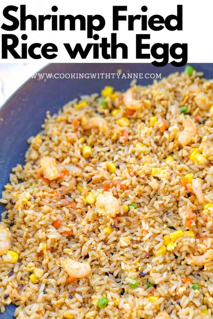 Shrimp Fried Rice with Egg Pinterest image.