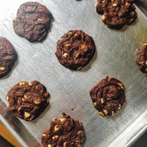 inside out cookies on baking sheet