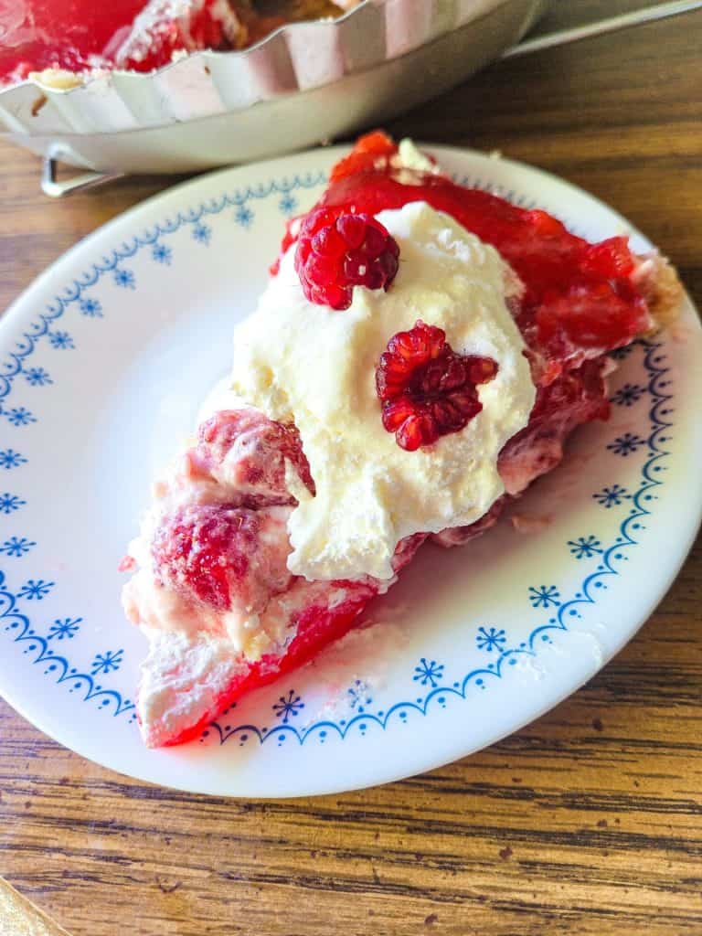 slices of strawberry pie on a plate,