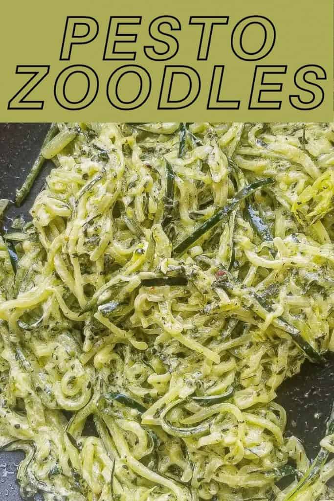 Pesto zoodles pinterest image. 