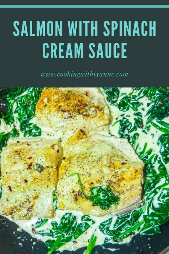 Salmon with Spinach Cream Sauce Recipe Cooking with Tyanne