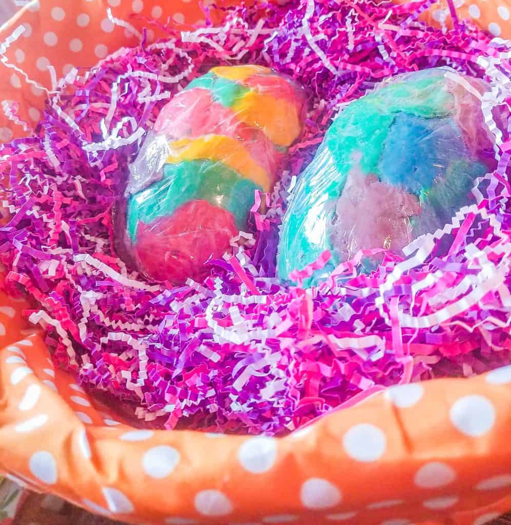 peanut butter easter eggs in an Easter basket. 