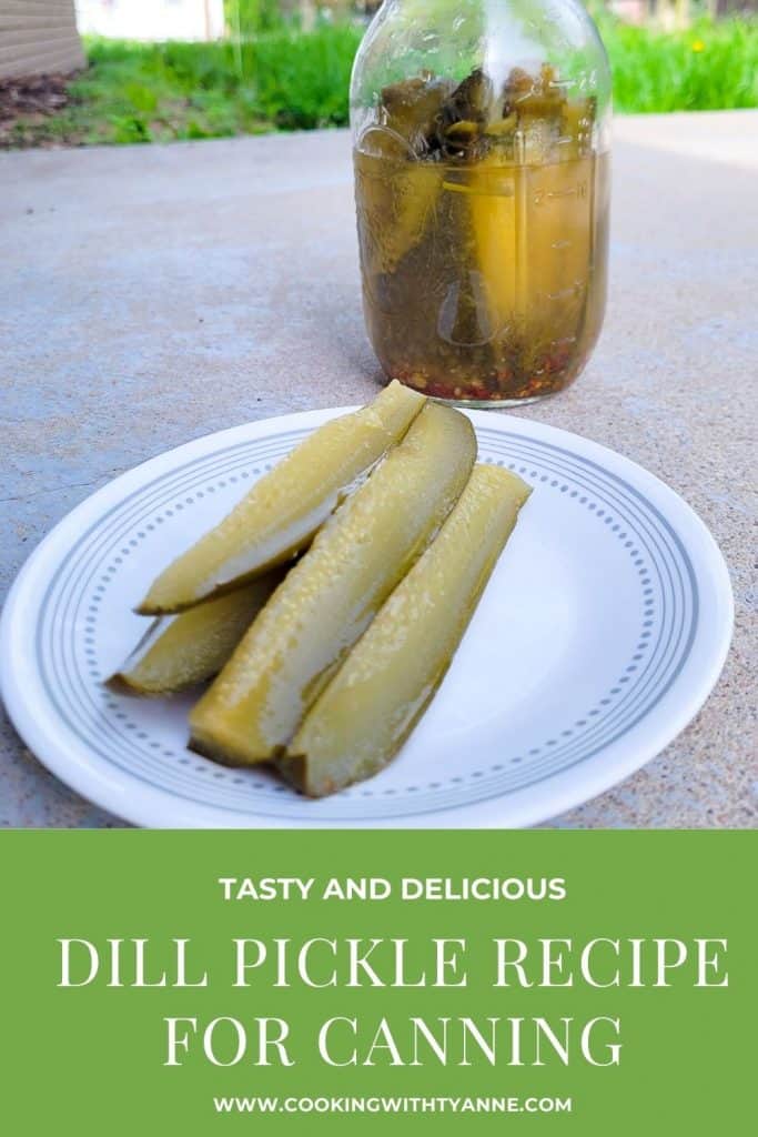 dill pickles recipe for canning pinterest image.