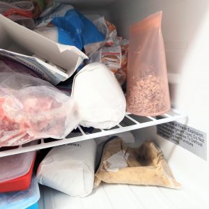 zip top bag in freezer