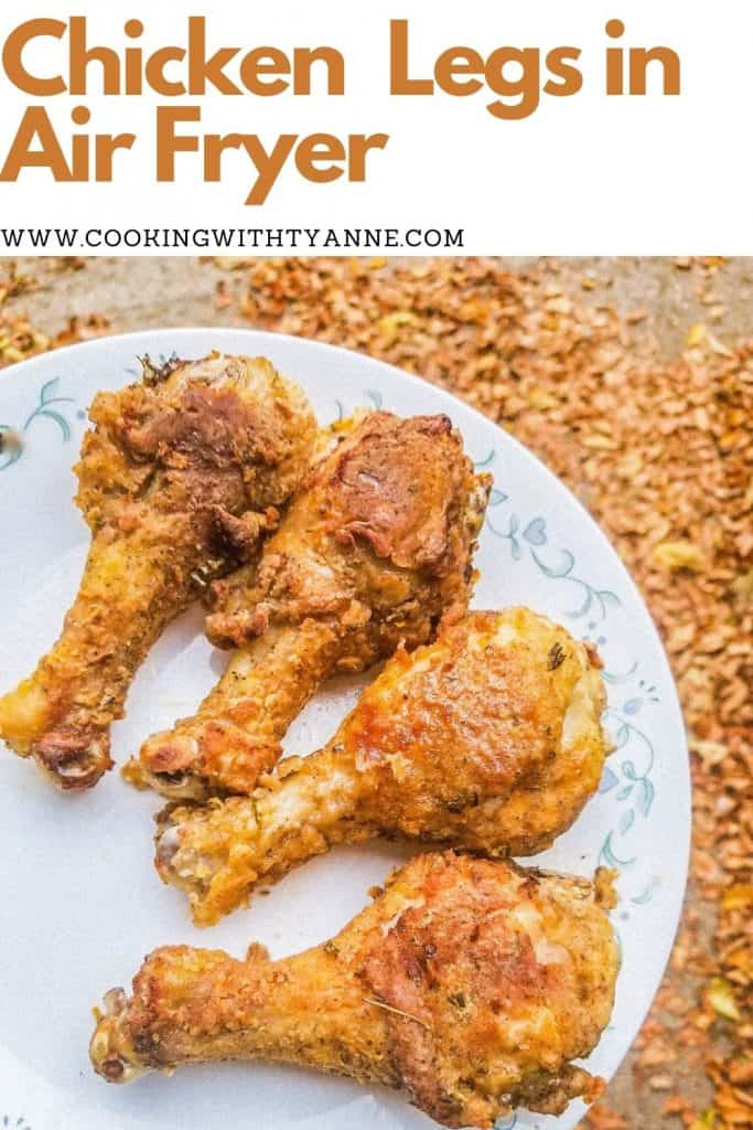fried chicken legs on a plate pinterest image.