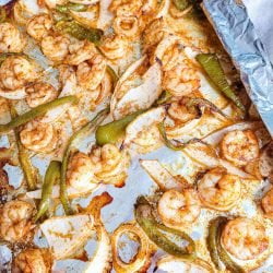 sheet pan shrimp fajitas