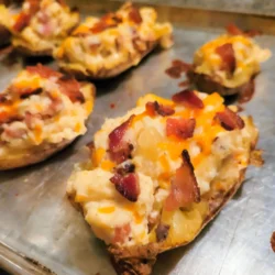 twice baked potatoes with toppings.