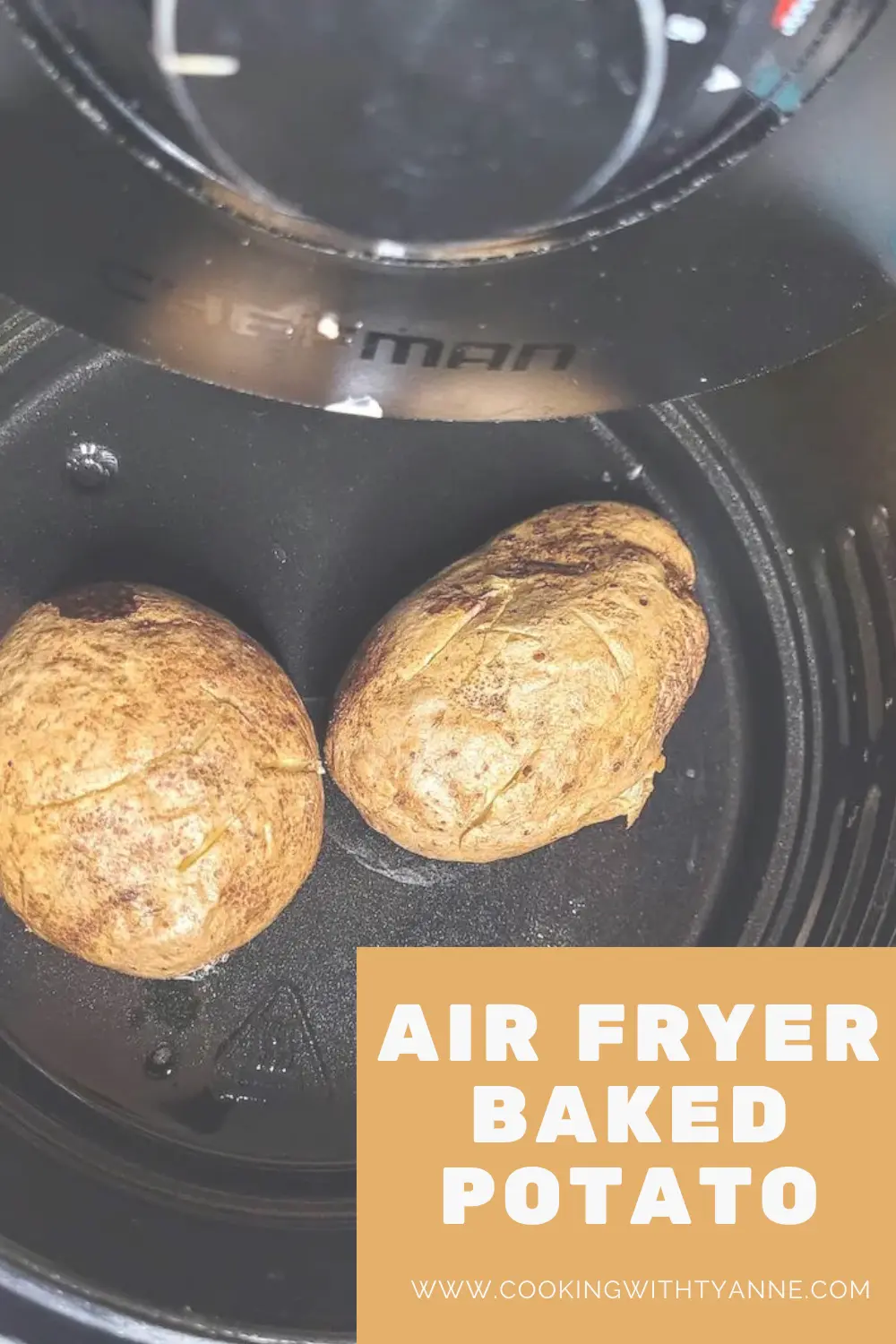 Air fryer baked potato pinterest image.