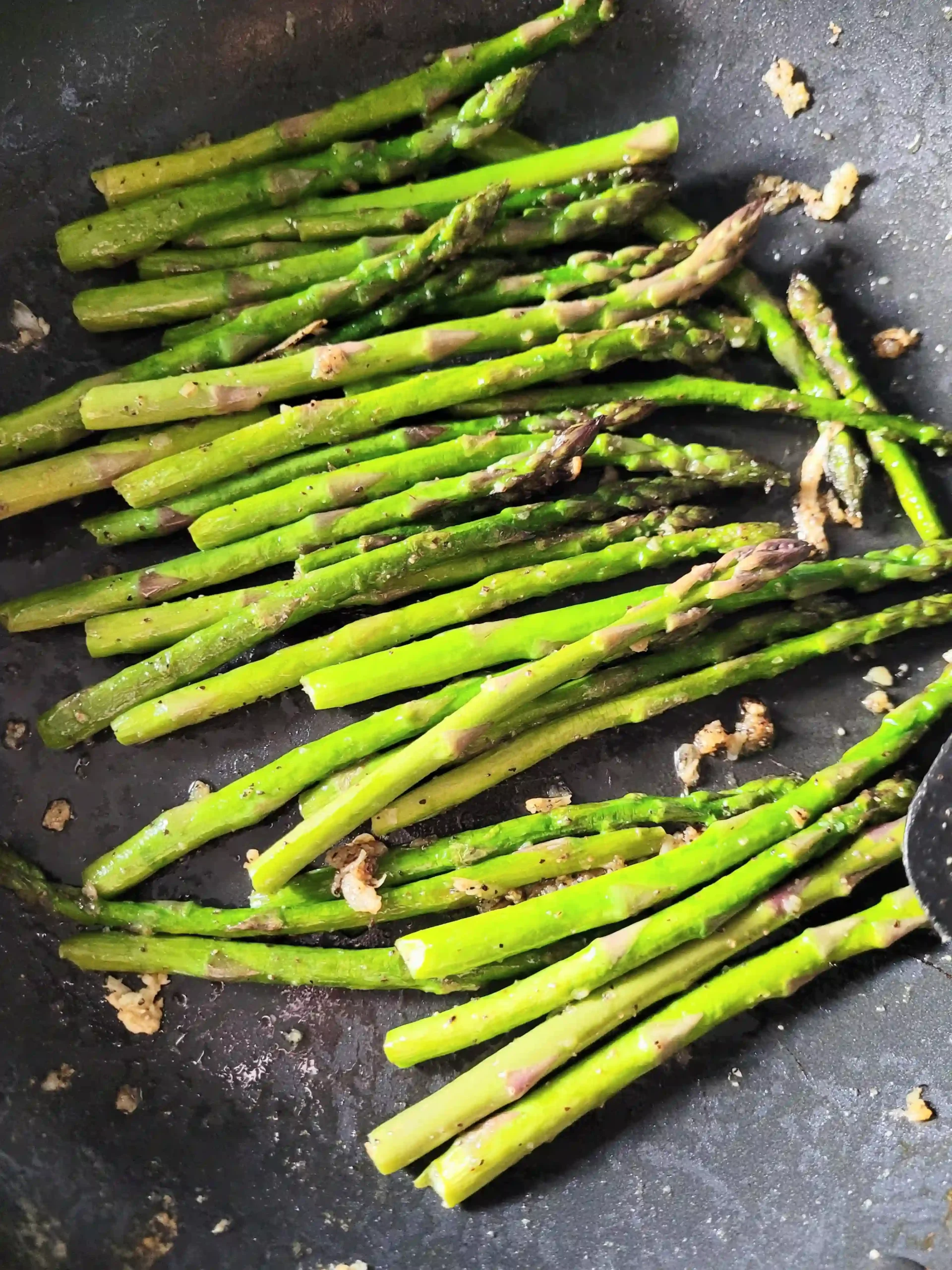 Fully cooked stovetop asparagus.