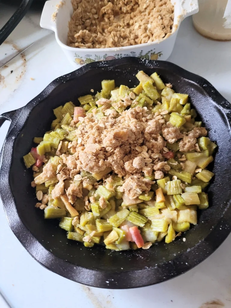 putting crumb mixture on before the oven.